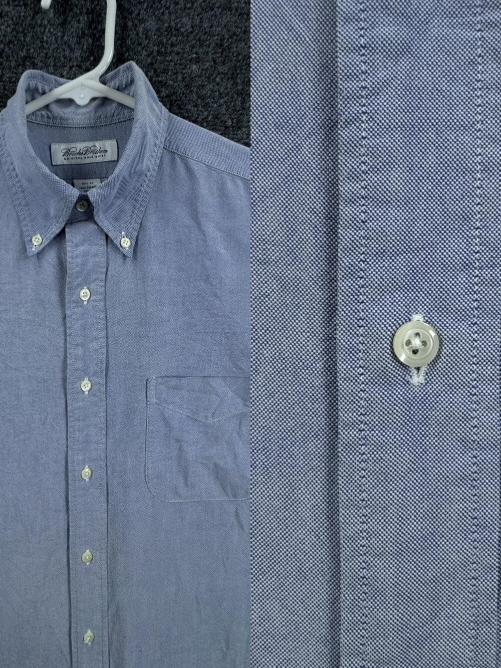 VTG Brooks Brothers Oxford OCBD Supima Short Sleeve USA Cotton 15.5 Blue Mens